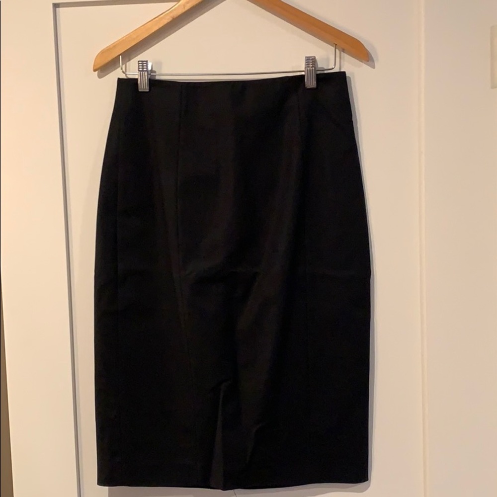 Black stretch midi skirt